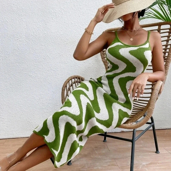 Wave Pattern Sweater Dress - Picture 1 of 5